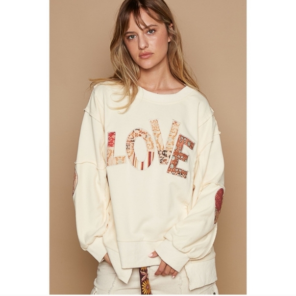 POL Cream 'LOVE' Patchwork Sweatshirt - Picture 6 of 6